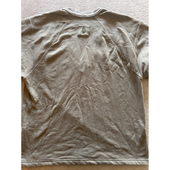 Free People Movement‎ Large V Neck Short Sleeve Sweatshirt Olive Green Side Slit - Picture 5 of 5